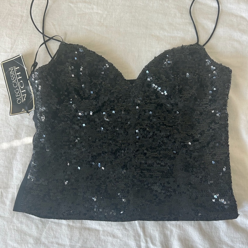 Oleg Cassini Night Black Sequin Camisole
